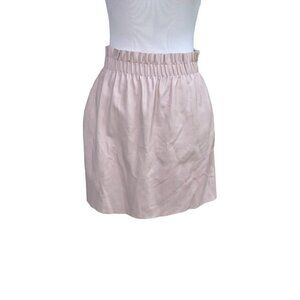 Zara Knit Women's M Medium Paperbag Mini Skirt Faux Leather Pink w. Pockets